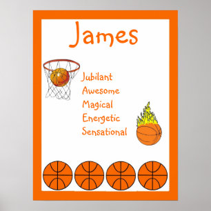 Basketball Sport kids Room Decor Name Art Print