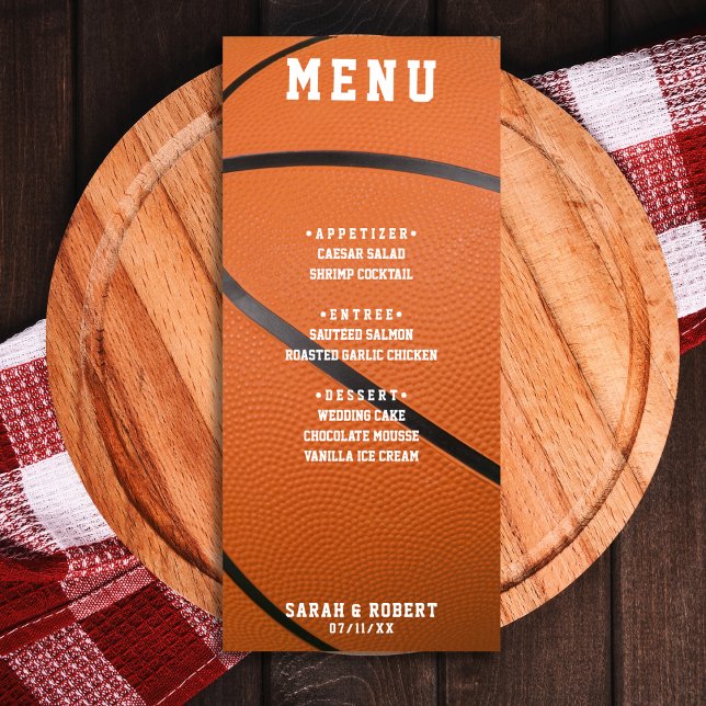 Basketball Sport Orange Wedding Reception Menu (Basketball Sport Orange Wedding Reception Menu)