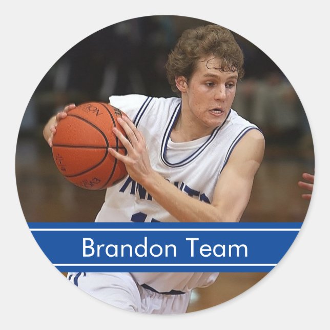Basketball Sport Photo  Classic Round Sticker (Front)