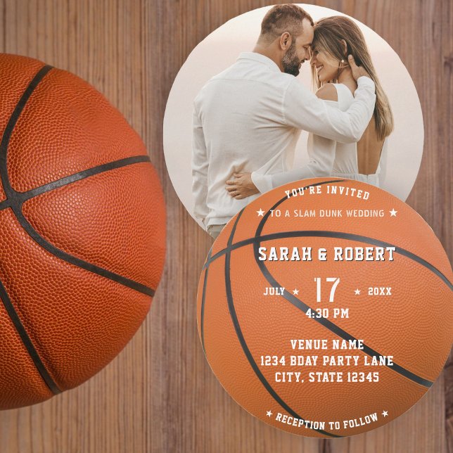 Basketball Sport Photo Orange Wedding Invitation (Basketball Sport Photo Orange Wedding Invitation)