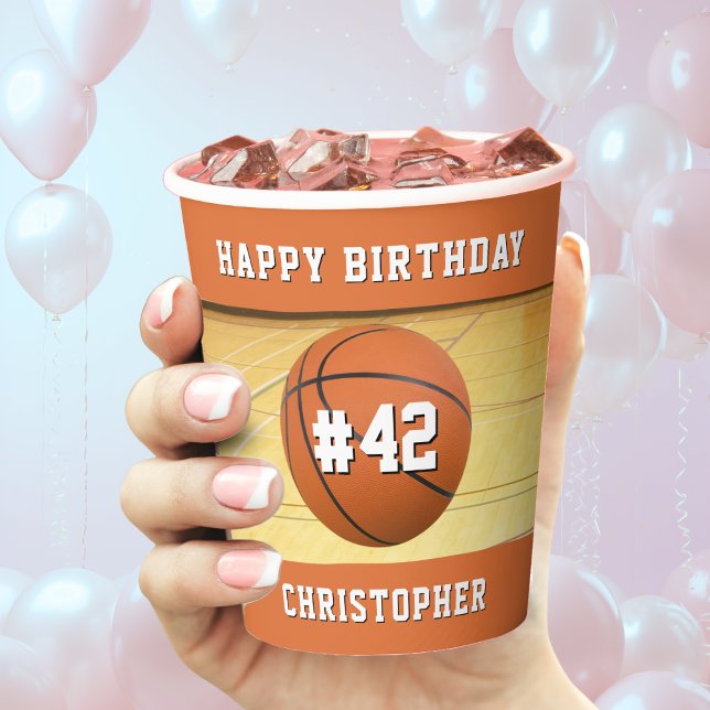 Basketball Sport Team Player Name Happy Birthday Paper Cups (Basketball Sport Team Player Name Happy Birthday Paper Cups)