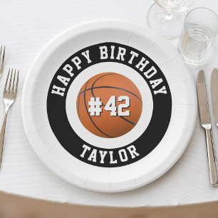 Basketball Sport Team Player Name Happy Birthday Paper Plate