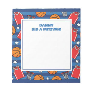 Basketball Sport Theme Personalised Mitzvah Notepad