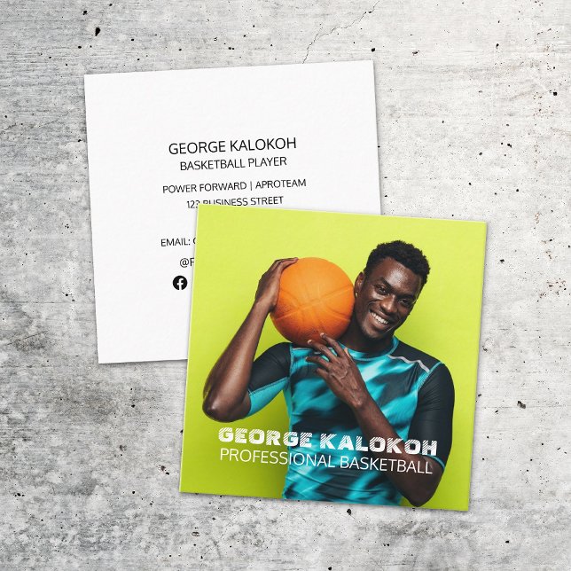 Basketball Sports Athlete Personal Trainer Coach Square Business Card (Creator Uploaded)