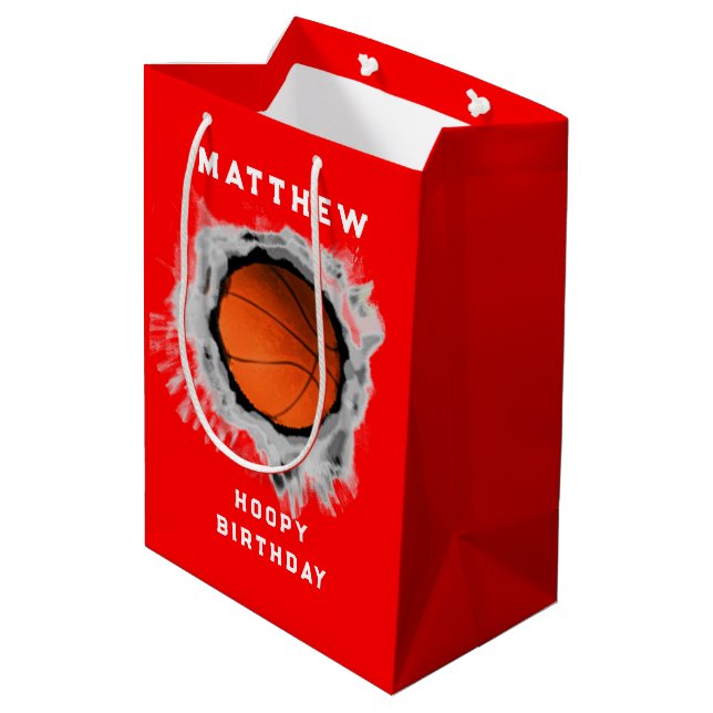 Basketball Sports Birthday Medium Gift Bag (Back Angled)