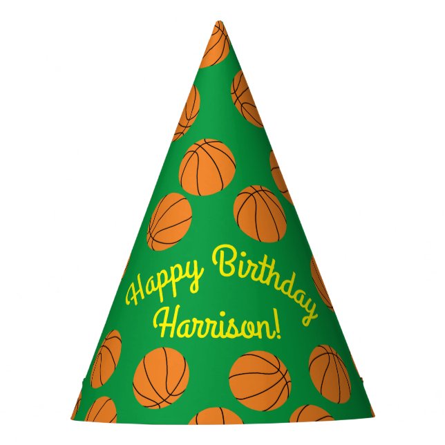 Basketball Sports Birthday Party Hat (Front)