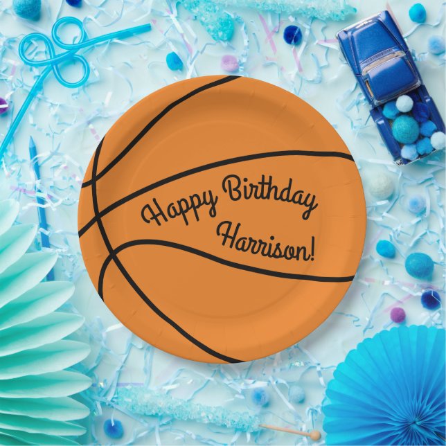 Basketball Sports Birthday Party Paper Plate (Party)