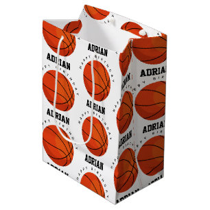 Basketball Sports Birthday Party Personalised Name Medium Gift Bag