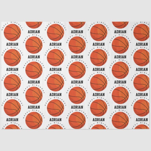 Basketball Sports Birthday Party Personalised Name Tissue Paper (Front)