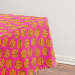 Basketball Sports Birthday Party Pink Tablecloth