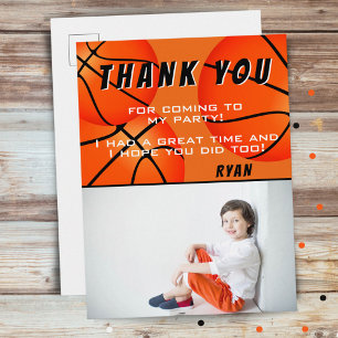 Basketball Sports Birthday Photo Thank You Card
