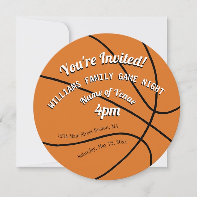 Basketball Sports Family Game Night Invitation (Front)