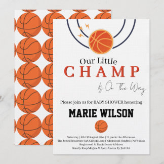 Basketball Sports Girl Boy Favors Baby Shower Invitation