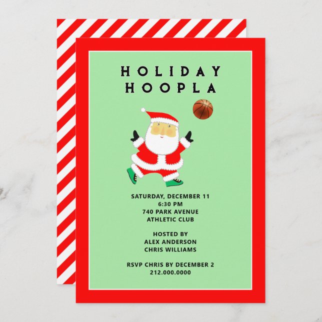 Basketball Sports Holiday Invitations (Front/Back)