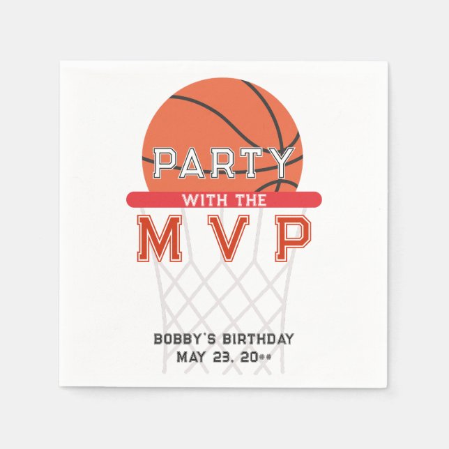 Basketball Sports Jumpman Theme Any Age Birthday Napkin (Front)