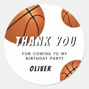  Basketball Sports Kids Birthday Thank you Classic Round Sticker