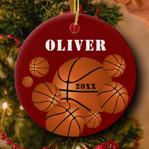 Basketball Sports Kids Keepsake Christmas Ceramic Tree Decoration