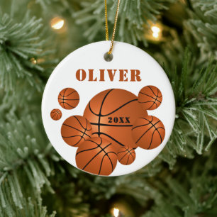 Basketball Sports Kids Keepsake Christmas Ceramic Tree Decoration