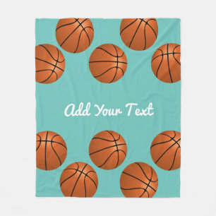 basketball sports lovers add your name or text fleece blanket