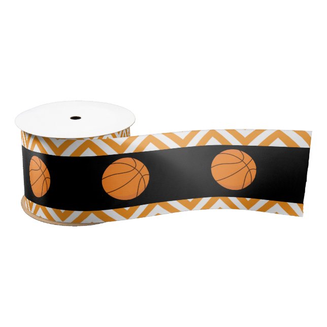 Basketball Sports Orange Birthday Satin Ribbon (Spool)