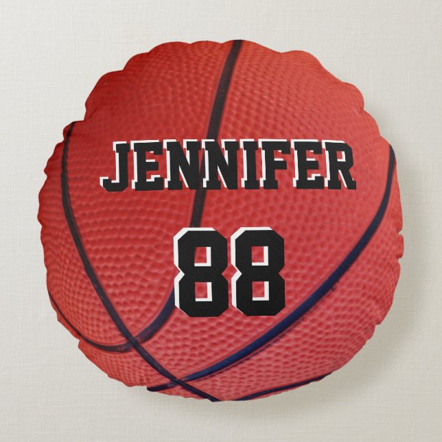 Basketball Sports Team custom name number Round Pi Cushion (Front)