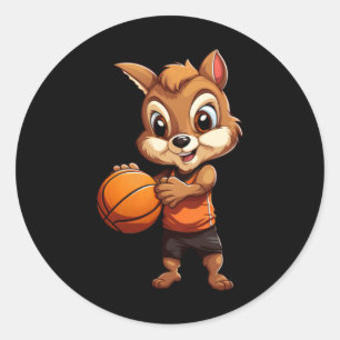 Basketball Squirrel Classic Round Sticker