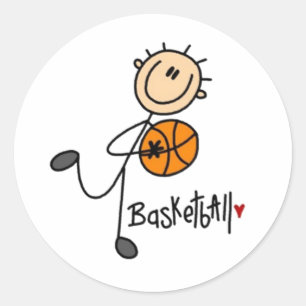 Basketball Stick Figure Classic Round Sticker