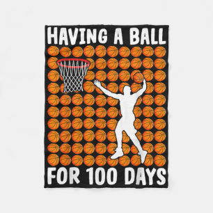 Basketball Student 100th Day Having Ball 100 Days Fleece Blanket