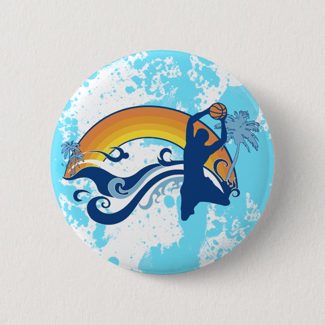 basketball. summersetz. 6 cm round badge (Front)