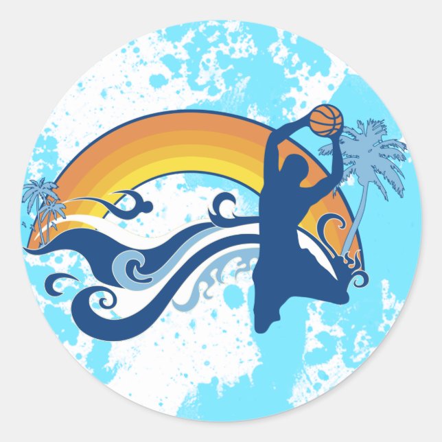 basketball. summersetz. classic round sticker (Front)