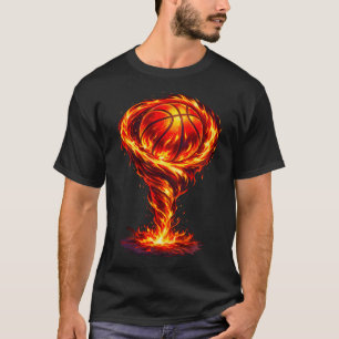 Basketball Swirl Fire Basketball Hoop Net Slam T-Shirt