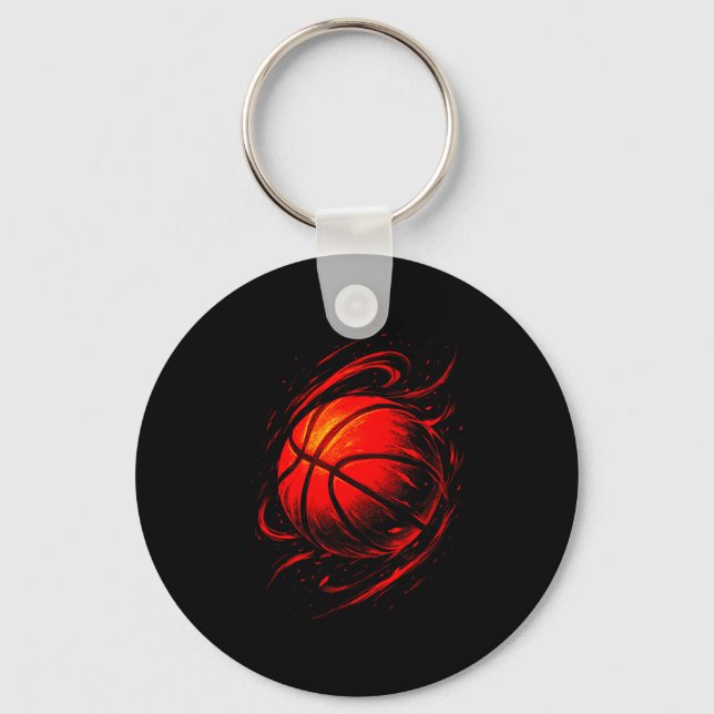 Basketball Swirl Game Day Illustration Key Ring (Front)