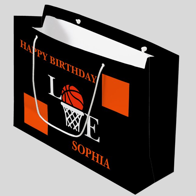Basketball Swoosh Black Birthday Large Gift Bag (Creator Uploaded)