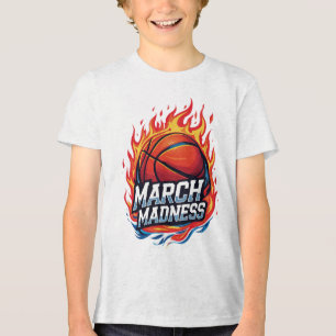 Basketball T-Shirt in March Madness Flames Tri-Blend Shirt
