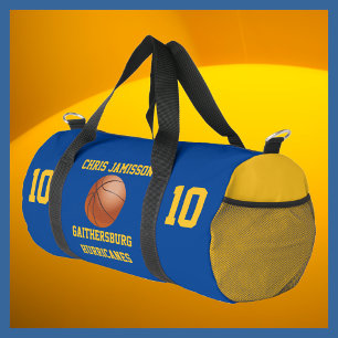 Basketball Team Coach Player Blue Gold Personalise Duffle Bag