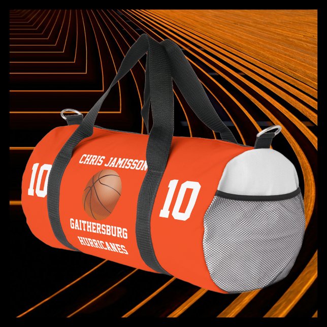 Basketball Team Coach Player Orange Personalise Duffle Bag (Creator Uploaded)