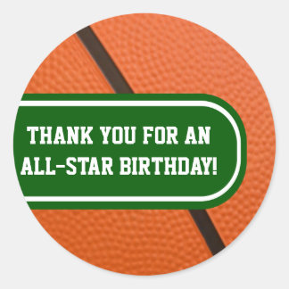Basketball Team Colours Customisable Party Favour Classic Round Sticker