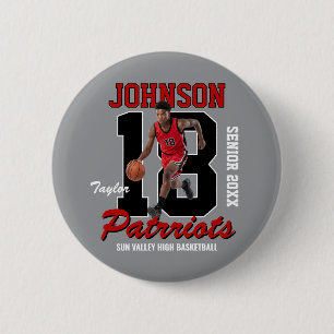 Basketball Team Custom Photo Jersey Number Sports 6 Cm Round Badge
