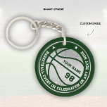 Basketball Team Event Celebration Sports Player Key Ring<br><div class="desc">Introducing our Basketball Event Celebration Sports Player Acrylic Keychain, the perfect accessory to commemorate your love for basketball! It comes in vibrant silver glittery colour and deep green background with minimalist design, ensuring that it stands out and makes a statement wherever you go. With its high-quality construction and eye-catching design,...</div>