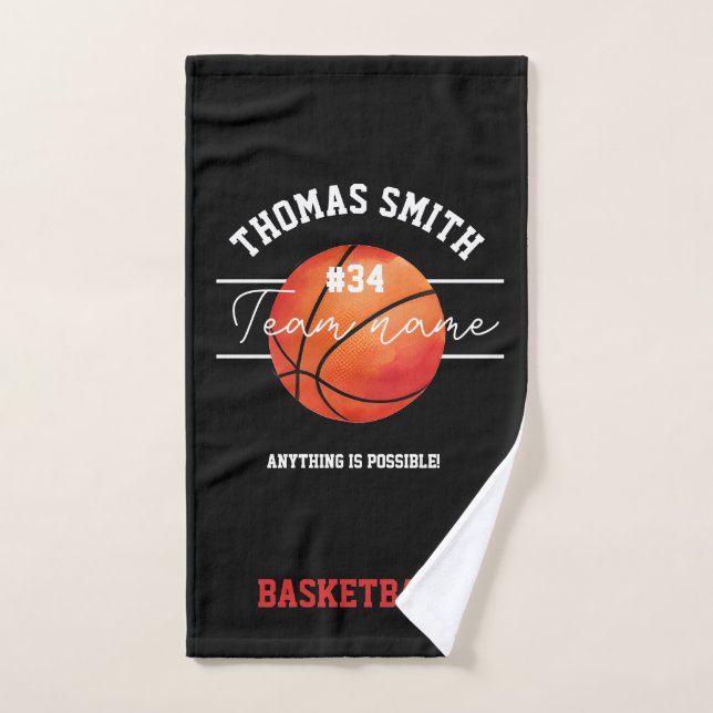 Basketball Team Hand Towel –Custom Player or Coach (Hand Towel)