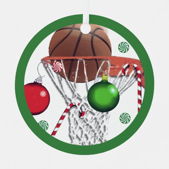 Basketball Team Holiday Gift Metal Tree Decoration (Front)