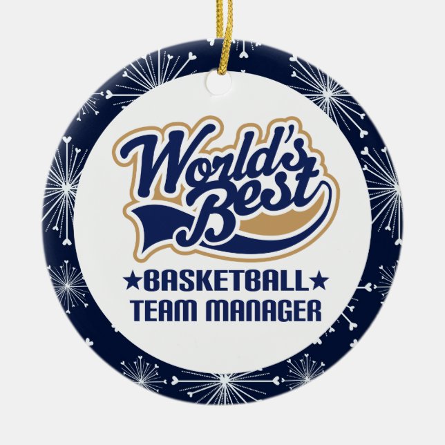 Basketball Team Manager Ceramic Tree Decoration (Front)