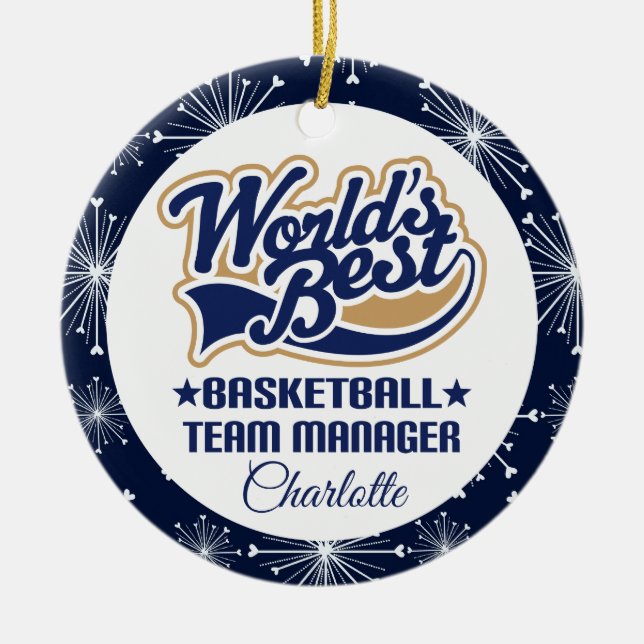 Basketball Team Manager Gift Ceramic Tree Decoration (Front)