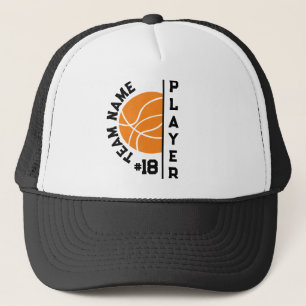 Basketball Team, Player Name and Jersey Number. Trucker Hat