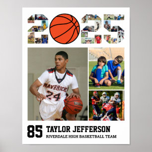 Basketball Team Senior 2025 Sports Photo Collage Poster