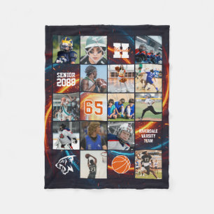 Basketball Team Senior Night Custom Photo Fire Fleece Blanket