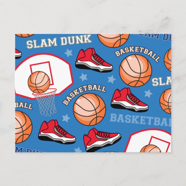 Basketball Team Sports Fan Athlete Coach Pattern Postcard (Front)
