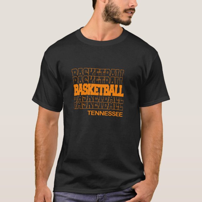 Basketball Tennessee in Modern Stacked Lettering L T-Shirt (Front)