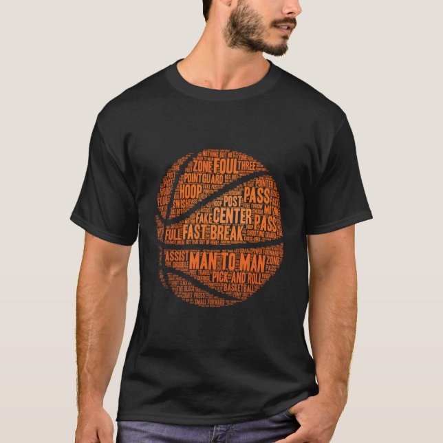 Basketball Terms Motivational Word Cloud T-Shirt (Front)