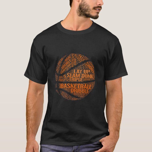 Basketball Terms Shirt Motivational Word Cloud Boy (Front)